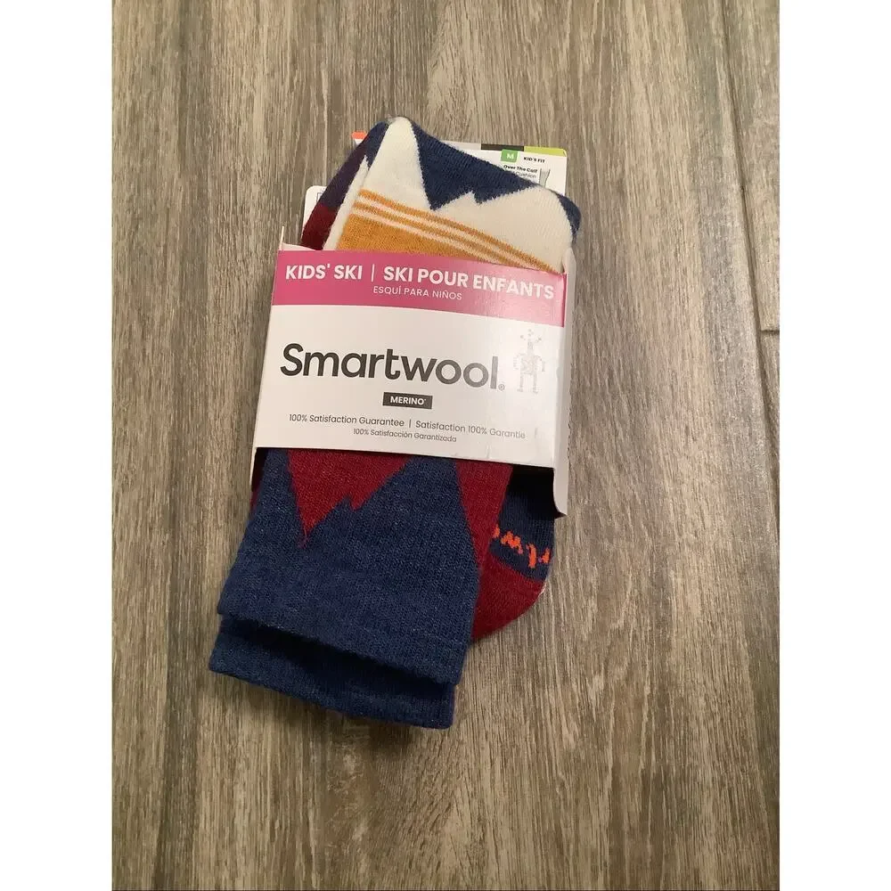 Smartwool Kids' Medium Alpine Blue Ski Light Cushion Over The Calf Socks R6-3